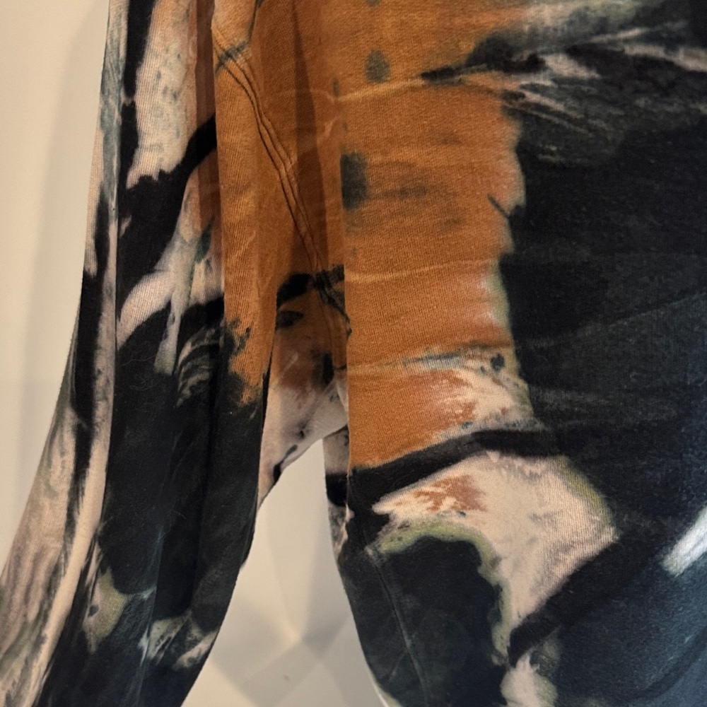 Vintage Havana Tie-Dye Pullover Hoodie in Black,Green,Cream & Rust Brown Size -M - Picture 4 of 16